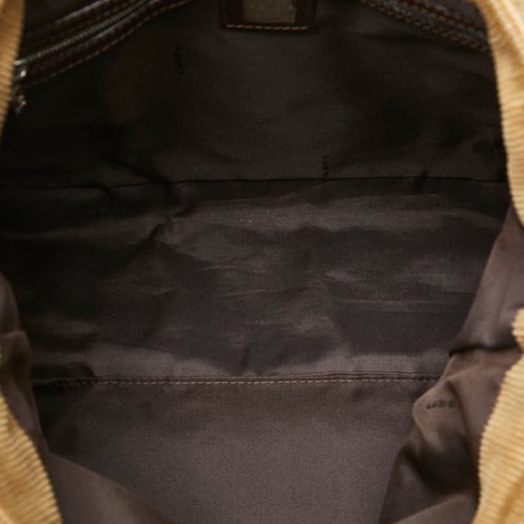 FENDI Handbag Tote Bag 26693 Brown Khaki Corduroy Leather Women's - Picture 8 of 12